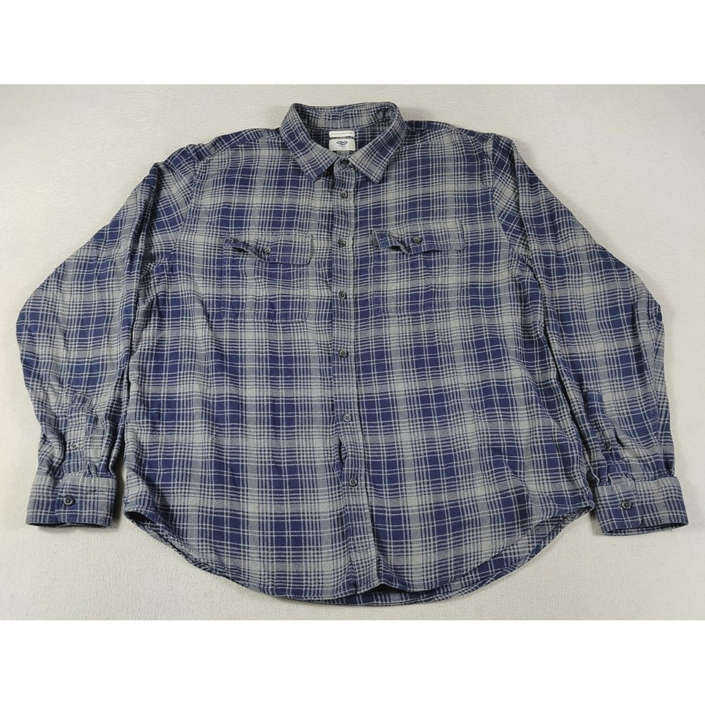 Old Navy Flannel Mens XL Blue Plaid Long Sleeve Button Up Outdoors Gorpcore